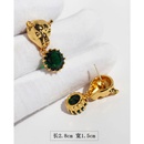 exaggerated animal leopard head inlaid green zircon copper stud earringspicture8
