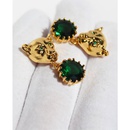 exaggerated animal leopard head inlaid green zircon copper stud earringspicture9