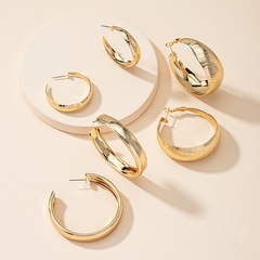 Fashion 3 pairs of metal earrings set plain simple geometric