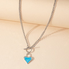 Simple Drop Glaze Heart Pendant OT Buckle Necklace