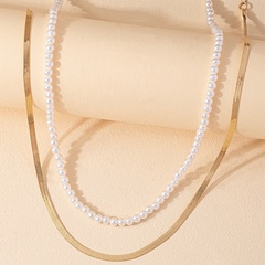 neue Perle Schlangenknochenkette doppellagige Kupferhalskette