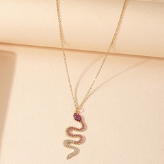 creative color snake diamond pendant necklace