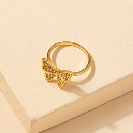 fashion diamond butterfly ring female new copper zircon tail ringpicture9
