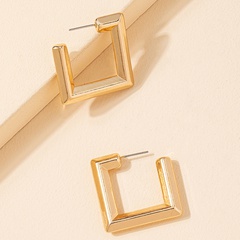 alloy square simple geometric earrings metal texture jewelry