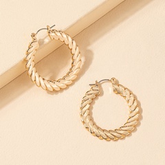 earrings hoop alloy twisted circle retro fashion texture alloy female
