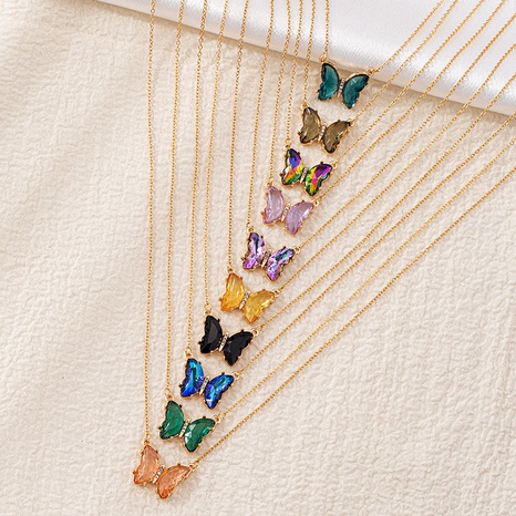 simple multicolor zircon butterfly necklace's discount tags