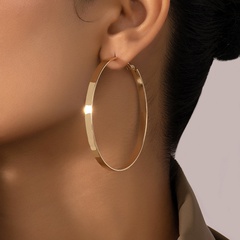 exaggerated geometric circle solid color alloy hoop earrings wholesale