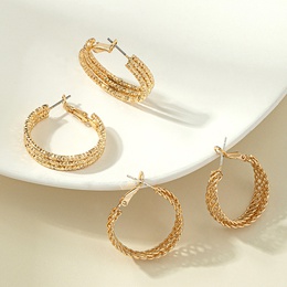 retro braided style hollowed circle alloy hoop earrings wholesalepicture6