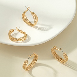 retro braided style hollowed circle alloy hoop earrings wholesalepicture7