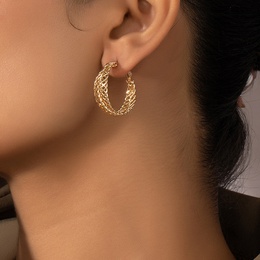 retro braided style hollowed circle alloy hoop earrings wholesalepicture9