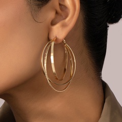 exaggerated circle multi-layer alloy hoop earrings wholesale