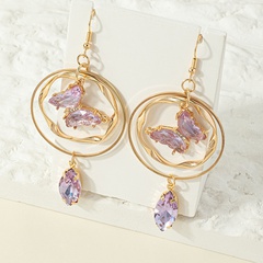 korean style hollowed butterfly geometric round rotating alloy earrings