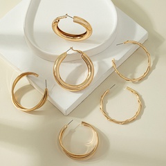 exaggerated large circle geometric twisted alloy hoop earrings