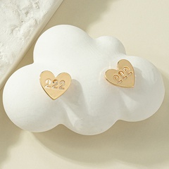 simple solid color hollowed heart shaped numbers alloy earrings wholesale