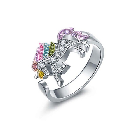 Valentinstag Einhorn Ring weibliche Farbe Pony Öffnung verstellbarer Ring's discount tags