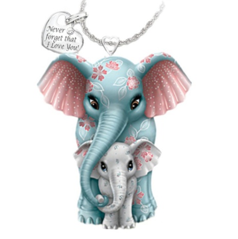 Collar con colgante de letra de corazón de elefante de madre de niño de dibujos animados lindo's discount tags
