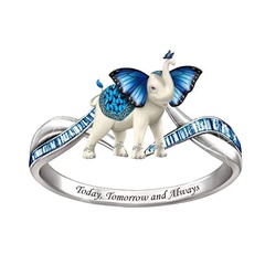 Fashion Cartoon Elephant Ring Child Mother Elephant Diamond Alloy Ring
