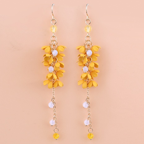 Korean Small Daisy Flower Geometric Alloy Long Earrings's discount tags