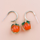 New Year Persimmon Ruyi Retro Simple Oil Glass Small Hoop Earringspicture6