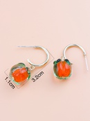 New Year Persimmon Ruyi Retro Simple Oil Glass Small Hoop Earringspicture8