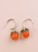 New Year Persimmon Ruyi Retro Simple Oil Glass Small Hoop Earringspicture9
