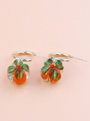 New Year Persimmon Ruyi Retro Simple Oil Glass Small Hoop Earringspicture10