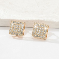 fashion copper material electroplating 18K gold zircon no ear hole square ear clip