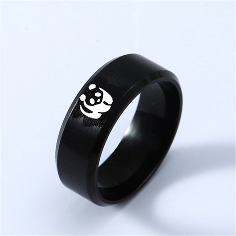 fashion titanium steel national treasure panda logo male's ring's discount tags