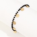 Titanium Steel Plated 14K Gold Simple Round Head Black Beads Braceletpicture6