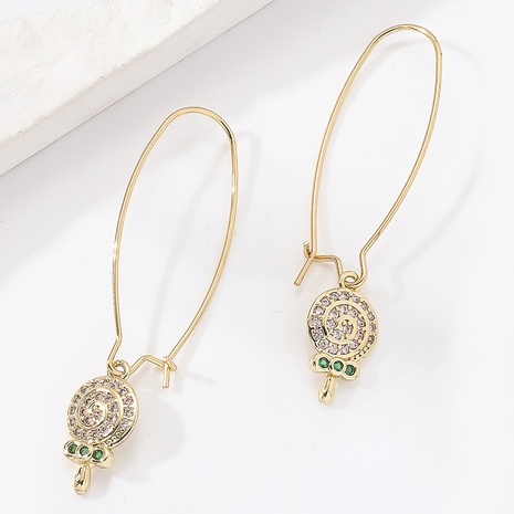 fashion simple copper electroplating 18K gold zircon flower pendant earrings's discount tags