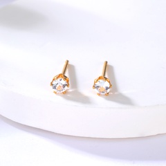Simple Stainless Steel Electroplating 18K Gold Diamond Stud Earrings