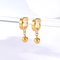 simple stainless steel electroplating 18K gold ball geometric earrings