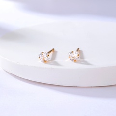 Neue Mode-Edelstahl-Galvanik 18 Karat Gold mit eingelegten quadratischen kleinen Ohrringen aus Zirkon