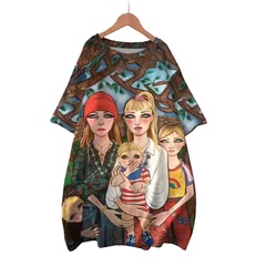 2022 spring and summer new loose large size short-sleeved mid-length T-shirt