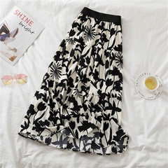 2022 spring and summer new skirt ink printing slim A-line skirt