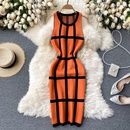 2022 spring and summer new style contrast color stitching halter dresspicture11
