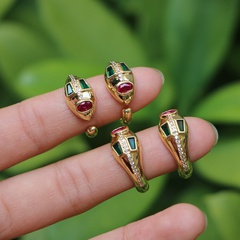 new fashion jewelry copper zircon animal hip-hop snake opening adjustable ring female