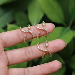 New retro animal snake women's diamond zircon fashion gold-plated copper ring