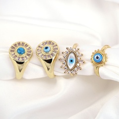 new jewelry creative geometric shell zircon devil's eye female opening adjustable copper ring