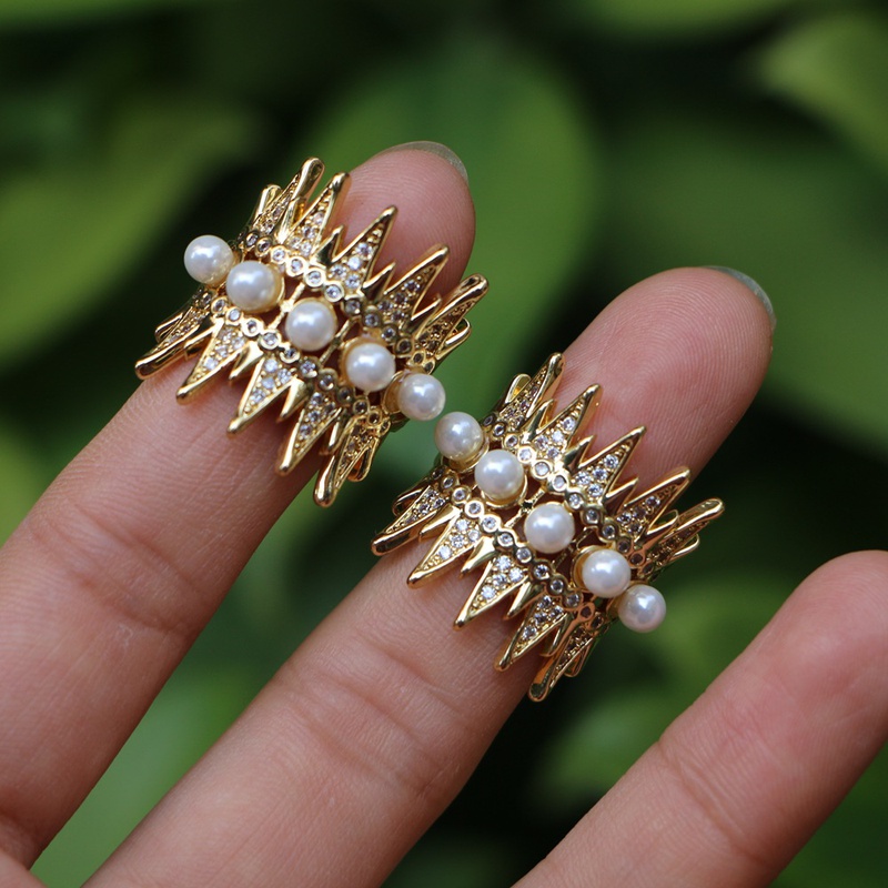 new fashion jewelry pearl microencrusted zircon womens full diamond copper ring
