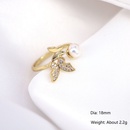 New fashion womens new adjustable open diamond butterfly pearl crystal copper ringpicture7