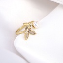 New fashion womens new adjustable open diamond butterfly pearl crystal copper ringpicture8