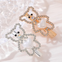 Fashion cute two-color rhinestone bear heart shaped pearl hairpin set
