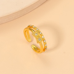 creative double-layer diamond bow new opening adjustable alloy ring