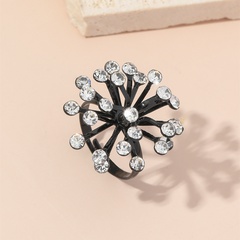 creative fashion retro exaggerated new simple flower pistil diamond adjustable alloy ring