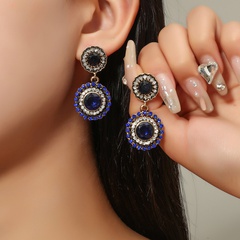 boucles d'oreilles rétro bleu cristal boucles d'oreilles géométriques rondes pour femmes