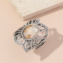 Creative simple retro exaggerated geometric hollow diamond alloy ring