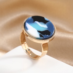 fashion new round joint creative amber adjustable alloy ring