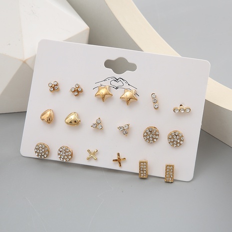 Women's Jewelry Set Geometric Cross Butterfly Diamond Stud Earrings 9-Piece Set's discount tags