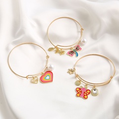 nouveau simple ensemble de bijoux pour femmes goutte à goutte d'huile papillon coeur libellule alliage bracelet
